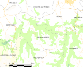 Mapa obce Prévinquières