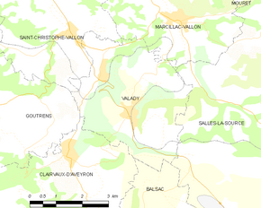 Poziția localității Valady