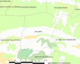 Mapa obce Vallabrix