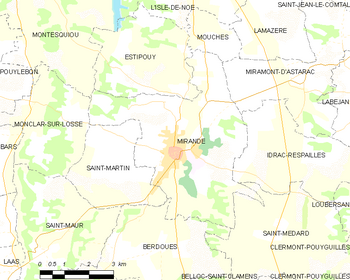 Map of the commune de Mirande