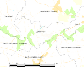 Mapa obce Le Tiercent