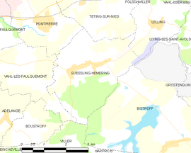 Mapa obce Guessling-Hémering