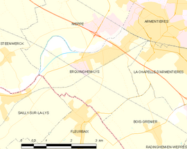 Mapa obce Erquinghem-Lys
