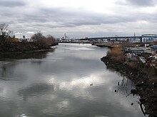 A westward view at the Maspeth Creek