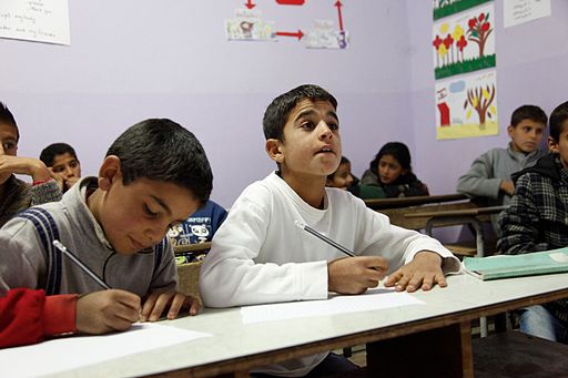 Muhanad and Ahmad, refugees from Syria in school in Lebanons Bekaa Valley (11174124233)