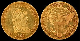 A unique 16-star variety of the 1797 Capped Bust Right half eagle NNC-US-1797-G$5-Turban Head (heraldic eagle).jpg