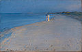 P.S. Krøyer, Sommeraften ved Skagen Sønderstrand. Anna Ancher og Maria Krøyer., 38,5 x 60 cm, 1893, Den Hirschsprungske Samling