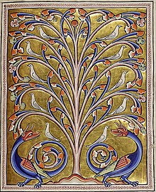 Perinden tree from Folio 77, a magic tree and keeper of the birds