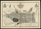 Barcelona, integration of two different structures: historic town and gridiron plan, 1859 PlaCerda1859b.jpg