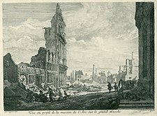Ruïnes van Brussel, gegraveerd deur Richard van Orley noar een oentwerp van Augustin Coppens