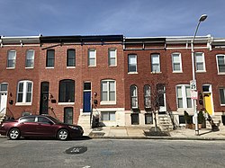 Rowhouses on 10-14 N. Montford Avenue in Patterson Place, Baltimore