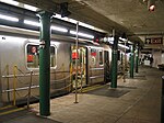 A typical form of transportation in New York City, a subway train.