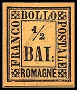 1859-es postabélyeg (½ baiocco címlet)