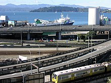 Highways, rail lines and an inter-island ferry in central Wellington Wellington infrastructure.jpg