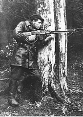 Polish partisan Zdzislaw de Ville "Zdzich", member of AK "Jedrusie" with Polish version of the M1918 BAR Zdzislaw de Ville.jpg