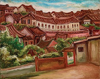 陳澄波《淡水風景（二）》，1935年/ 畫布、油彩。現私人收藏