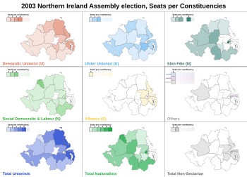 2003 Northern Ireland Assembly election, Seats per Constituencies.svg