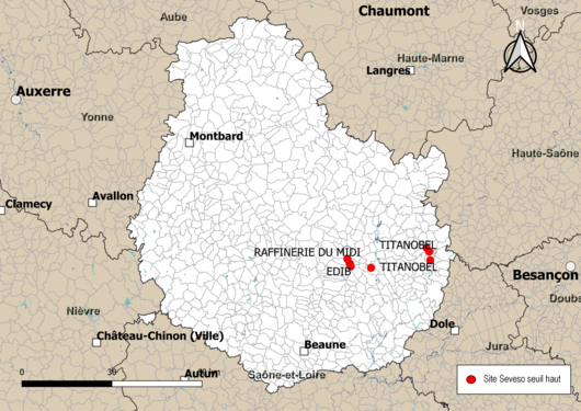 Carte des sites « Seveso seuil haut ».