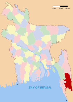 班多爾班縣於孟加拉位置圖