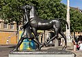 Bazel, sculptuur Amazone Pferd Führend ontworpen door Carl Nathan Burckhardt