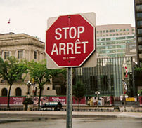 Bilingual stop sign in Ottawa, Ontario