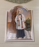 Obraz bł. ks. Jana Balickiego umieszczony w nawie kościoła