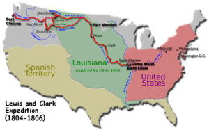 The route of the Lewis and Clark Expedition