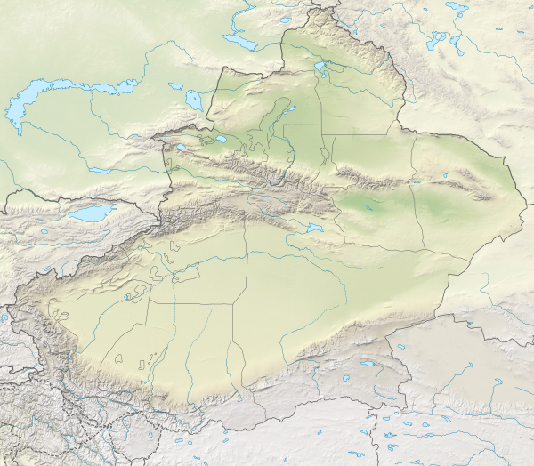 タリム盆地の位置（新疆ウイグル自治区内）