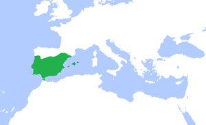 Califatul de Córdoba (verde), circa. 1000.