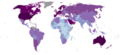 A map of countries showing GDP per capita in 2020. Countries with wealthier citizens are more likely to have higher impacts in non-essential markets such as video games. Dark purple indicates higher GDP per capita, light blue indicates lower GDP per capita.