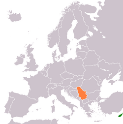 Map indicating locations of Кипар and Србија