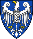 Wappen von Arnsberg: In Blau, ein gold bewehrter silberner Adler.