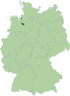 Map of Germany: Position of Bremen highlighted