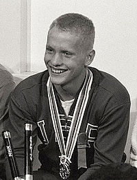 Don Schollander won 4 golds in swimming at the 1964 games in Tokyo, the largest individual medal haul in a single Olympics since Jesse Owens in 1936. Don Schollander 1964.jpg