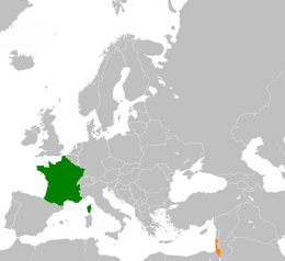 Mappa che indica l'ubicazione di Francia e Israele