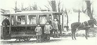 Wagen 4 (?) der Pferdebahn der Gemeinde Französisch-Buchholz um 1907