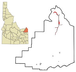 Location in Fremont County and the state of Idaho