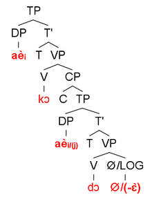 Adding the logophoric affix to the verb allows for a logophoric interpretation of this sentence. Gokana reg,log ver2.png