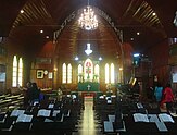 The Interior, Altar, and Pulpit of HKBP Balige HKBP Balige, Res. Balige 08.jpg