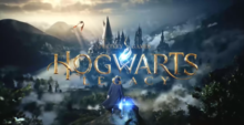 Front cover of the video game Hogwarts Legacy showing a single figure facing away from you towards Hogwarts castle.