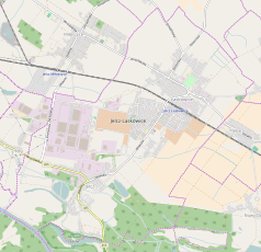 Mapa konturowa Jelcza-Laskowic, po prawej nieco u góry znajduje się punkt z opisem „Laskowice Oławskie”