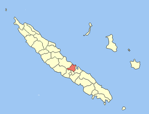 Location of the commune (in red) within New Caledonia