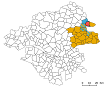 Carte des communes de la Loire-Atlantique avec Le Pin, son bassin de vie et son intercommunalité mis en valeur.