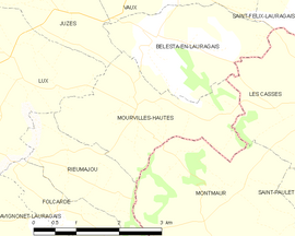 Mapa obce Mourvilles-Hautes