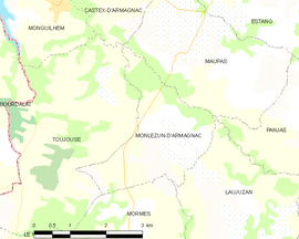 Mapa obce Monlezun-d’Armagnac