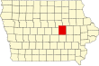 Harta statului Iowa indicând comitatul Tama