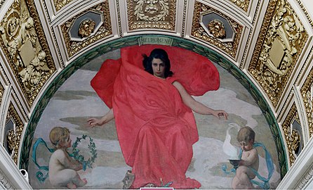Melpomene mural (full picture, 1896), at the Library of Congress in Washington DC. Photograph (2007) by Carol Highsmith (1946–).