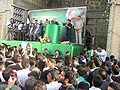 Mousavi addressing supporters during a presidential campaign stop in Zanjan