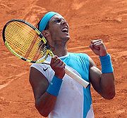 Nadal during his final versus Federer at the 2007 French Open