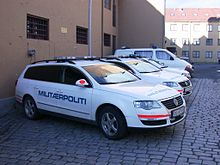 Volkswagen Passats of the Norwegian military police Norway military police cars new livery.JPG